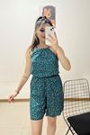 Askılı Şortlu Tulum Yeşilçiçekli - 6451.316.