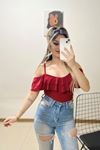 Volanlı Bluz Kırmızı - 10695.631.