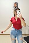 Polo Yaka Crop Bluz Kırmızı - 10939.1723.