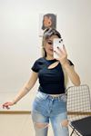 Önü Dekolteli Bluz Siyah - 10940.1723.
