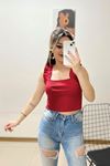 Askılı Crop Bluz Kırmızı - 10812.1567.