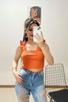 Askılı Crop Bluz Oranj - 10812.1567.