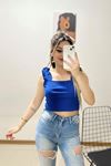 Askılı Crop Bluz Saks - 10812.1567.