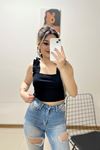 Askılı Crop Bluz Siyah - 10812.1567.