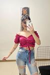 Büzgülü Bluz Fuşya - 10697.631.