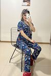 Düğmeli Pijama Takımı Mavidesenli - 10873.1048.
