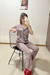 Düğmeli Pijama Takımı Kahvebeyaz - 10873.1048.