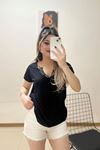 Yaka Dantel Bluz Siyah - 10674.1095.