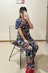 Düğmeli Pijama Takımı Saksçiçekli - 10873.1048.