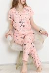 Desenli Pijama Takımı Pudra - 10682.1287.