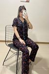 Düğmeli Pijama Takımı Desenlikırmızı - 10873.1048.