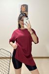 Duble Kol Fitilli Tişört Bordo - 8714.1567.