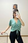 Önü Büzgülü Bluz Mint - 10659.1095.