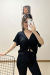 Önü Büzgülü Bluz Siyah - 10659.1095.