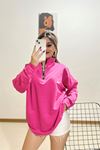 Yaka Fermuarlı Sweat Fuşya - 11873.275.