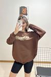 Bisiklet Yaka Baskılı Sweat Kahve - 11763.275.