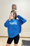 Bisiklet Yaka Baskılı Sweat Saks - 11763.275.