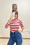 Yarım Balıkçı Çizgili Body Kırmızı - 9939.1567.