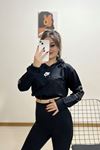 Baskılı Crop Sweat Siyah - 11923.1250.