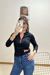 Armalı Fermuarlı Bluz Siyah - 11823.1567.