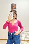 V Yaka Dekolteli Body Fuşya - 9937.1567.