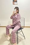Önü Düğmeli Pijama Takımı Gülkurusu - 150.1287.
