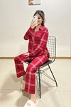 Önü Düğmeli Pijama Takımı Kırmızıçizgili - 150.1287.