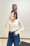 Merdiven Yaka Body Ekru - 7658.1319.