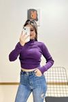 Yarım Balıkçı Crop Triko Mor - 885.1319.
