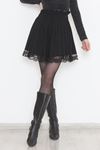 Pileli Dantelli Mini Etek Siyah - 12368.148.