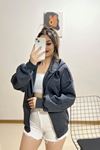 Kapşonlu Oversize Sweat Füme - 12357.053.