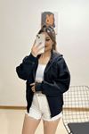 Kapşonlu Oversize Sweat Siyah - 12357.053.