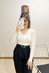 Çıtçıtlı Kaşkorse Bluz Ekru - 12438.1567.