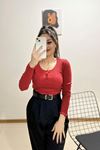 Çıtçıtlı Kaşkorse Bluz Kırmızı - 12438.1567.