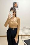 Çıtçıtlı Kaşkorse Bluz Sütlükahve - 12438.1567.