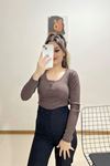 Çıtçıtlı Kaşkorse Bluz Acıkahve - 12438.1567.