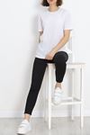 Unisex Bisiklet Yaka Tişört Beyaz - 17384.1778.