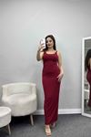 İp Askılı Elbise Bordo - 20603.1794.