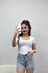Kısa Kol Kare Yaka Body Beyaz - 21069.200.