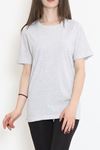 Unisex Bisiklet Yaka Tişört Gri - 17384.1778.