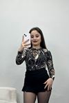 Dik Yaka Desenli Bluz Siyahvizon - 50139.053.
