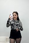 Parmak Geçmeli Viskon Bluz Beyazsiyah - 50140.053.