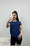 Omuzları Pencere Detaylı Bluz İndigo - 20932.599.
