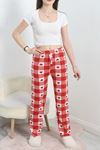 Desenli Milan Kumaş Pijama Altı Kırmızıbeyaz - 60240.1878.