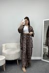 Desenli Dokuma Kimono Takım Kahveleo - 16588.1095.