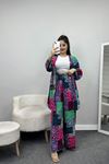 Desenli Dokuma Kimono Takım Yeşilfuşya - 16588.1095.