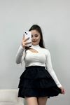 Dik Yaka Damla Detay Viskon Body Ekru - 50221.1723.