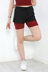 İçi Taytlı Spor Şort Siyahbordo - 40426.1967.