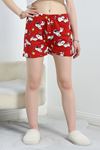 Desenli Milan Kumaş Pijama Şort Bordobeyaz - 60241.1878.