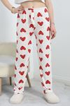 Desenli Milan Kumaş Pijama Altı Ekrukırmızı - 60240.1878.